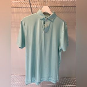 Peter Millar Featherweight Men’s Golf Shirt Small Green Striped The River Club